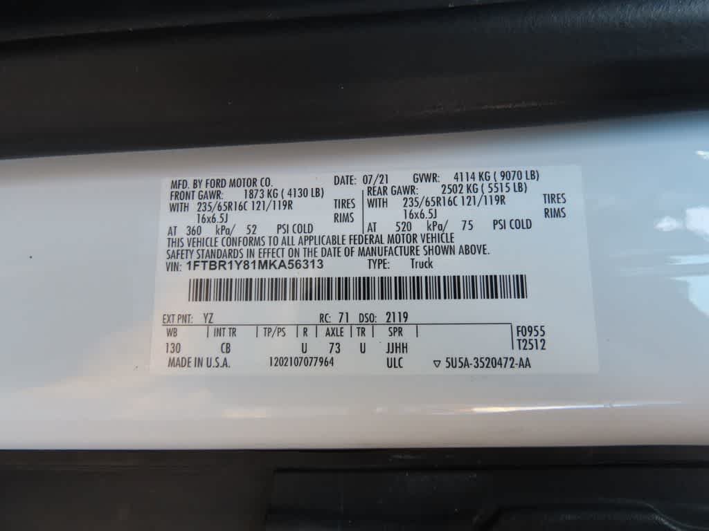 2021 Ford Transit T-250 130" Low Rf 9070 GVWR RWD