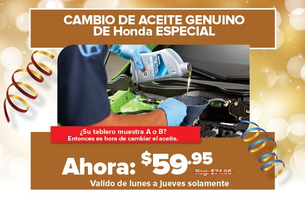 Cambio de Aceite Genuino de Honda Especial